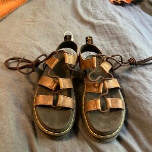 Dr. Martens Brown Leather Lace-Up Gladiator Sandals